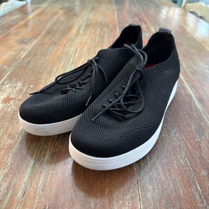 FitFlop Super-Q Women's Black Knit Slip-On Sneakers with iQushion Sole Size 9